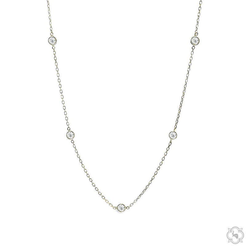 Ladies 14K Gold Diamond Bezel Necklace, photo 2 of 7