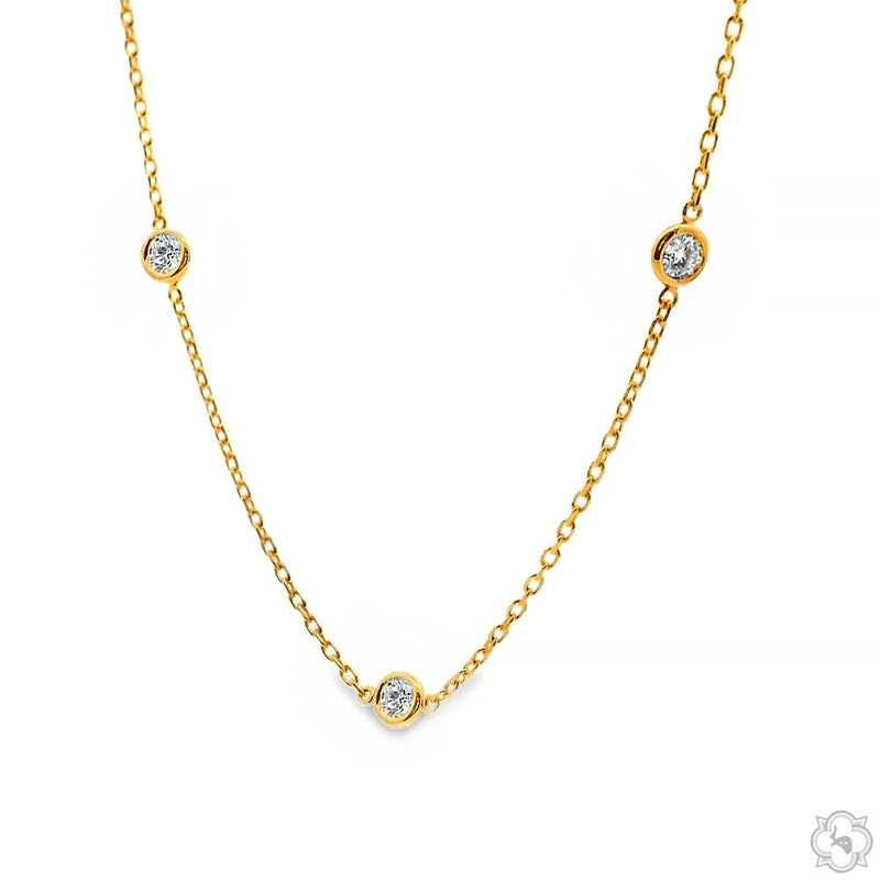 Ladies 14K Gold Diamond Bezel Necklace, photo 4 of 7