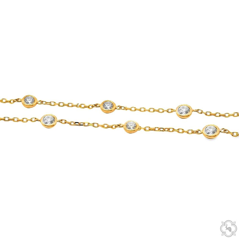 Ladies 14K Gold Diamond Bezel Necklace, photo 6 of 7