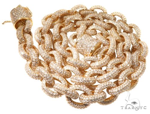 14K Gold Diamond Cable Link Chain with Custom Lock, photo 5 of 8