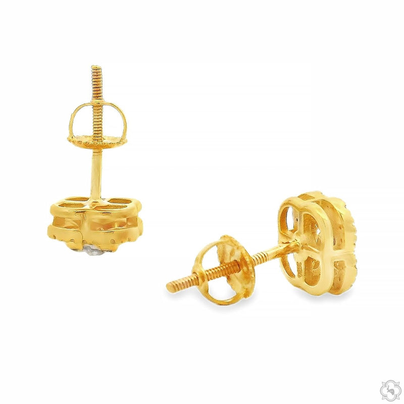 10K Gold Clover Motif Diamond Earrings, photo 4 of 7