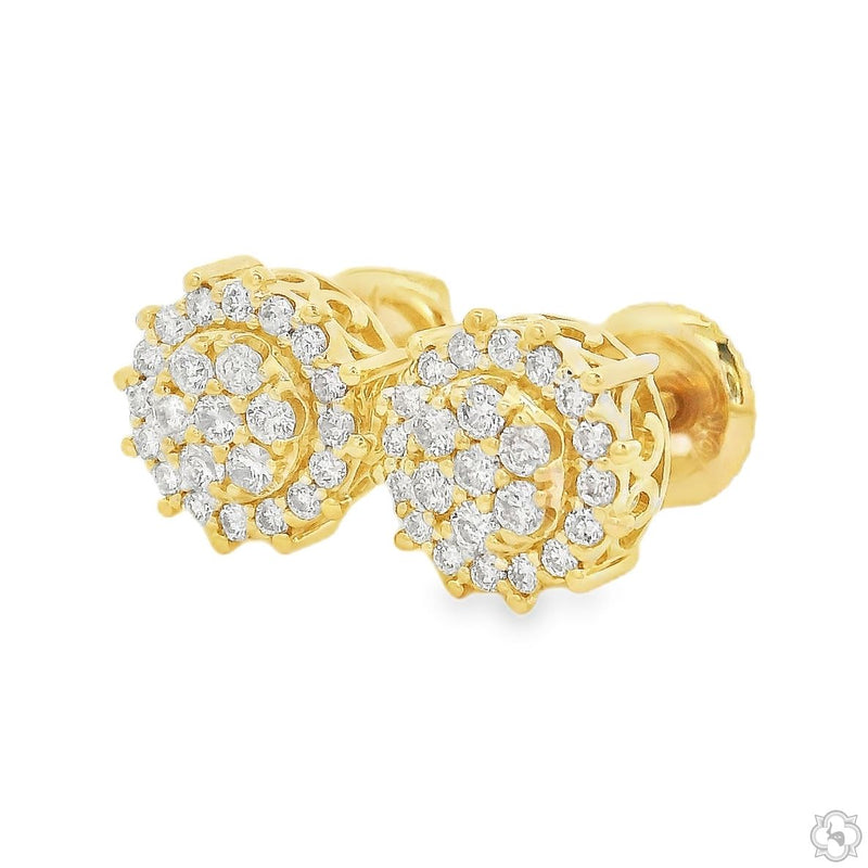 10K Gold Sunburst Diamond Cluster Studs, photo 4 of 8