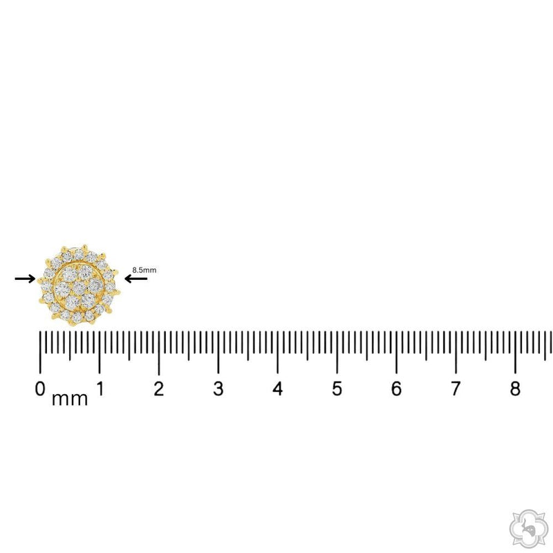 10K Gold Sunburst Diamond Cluster Studs, photo 7 of 8