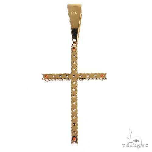 Gold diamond-studded men's cross pendant with polished finish and rectangular bail