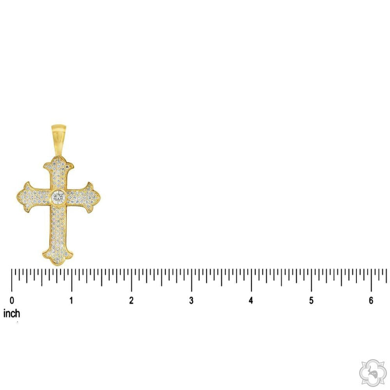 14K Gold Diamond Crown Cross Pendant, photo 6 of 8
