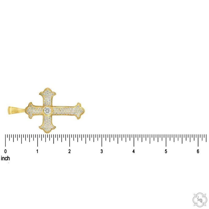 14K Gold Diamond Crown Cross Pendant, photo 7 of 8