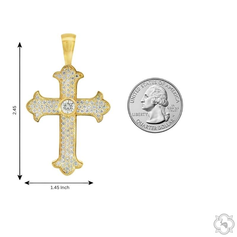 14K Gold Diamond Crown Cross Pendant, photo 8 of 8