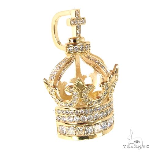 14K Gold Diamond Crown Pendant, photo 2 of 6