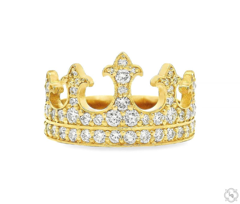 Men's diamond crown ring in gold – front-facing view of crown-set diamond silhouette