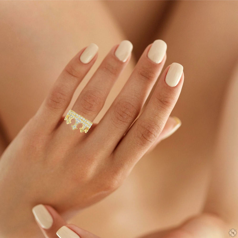 14K Gold Diamond Crown Ring, photo 6 of 7