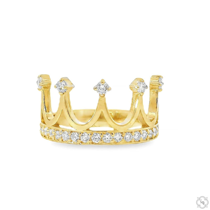 Diamond crown ring with elevated prong setting – front angle view