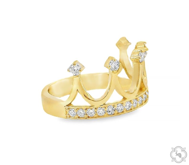 14K Gold Diamond Crown Ring, photo 3 of 5