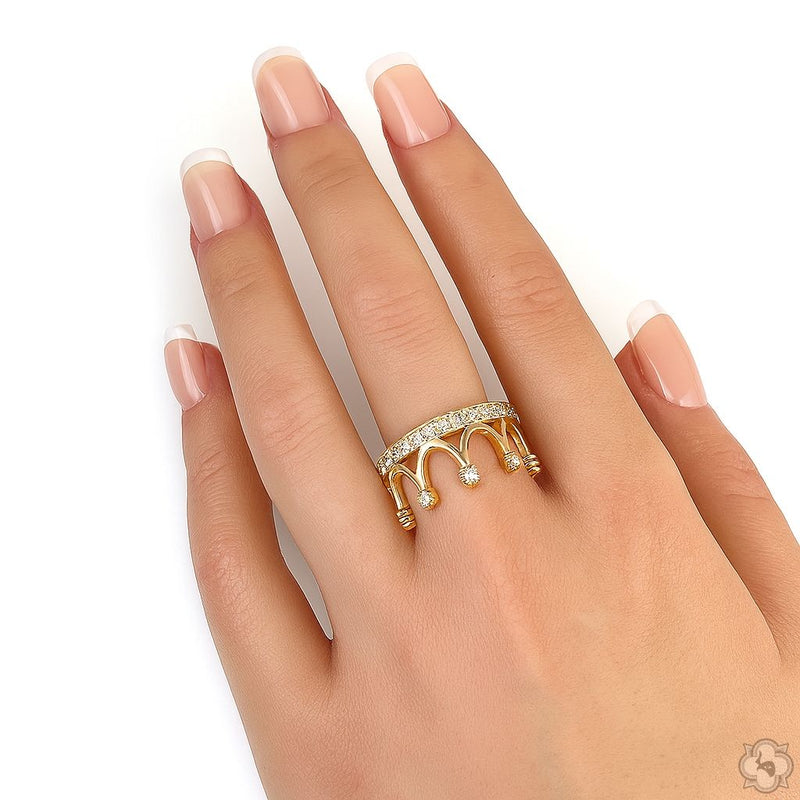 14K Gold Diamond Crown Ring, photo 5 of 5