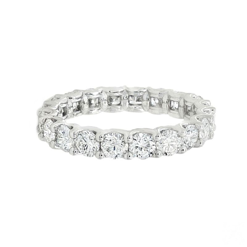 White gold 3mm diamond eternity band with round-cut stones in a continuous setting