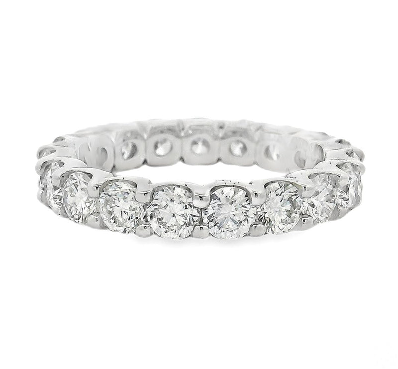 White gold diamond eternity band with round brilliant-cut diamonds in a continuous circle