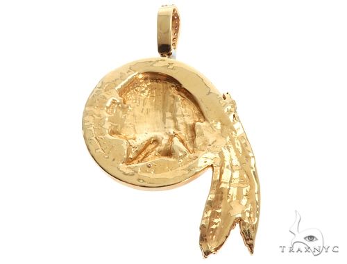 14K Gold Native American Indian Head Diamond Pendant, photo 3 of 7