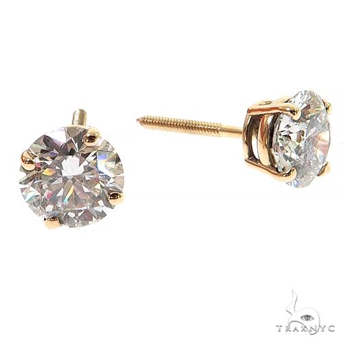 14K Gold 2 Ctw Round-Cut Diamond Studs (Lab), photo 2 of 4