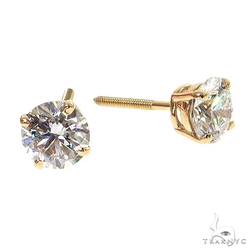 14K Gold 1.5 Ctw Round-Cut Lab-Grown Diamond Studs, photo 2 of 4