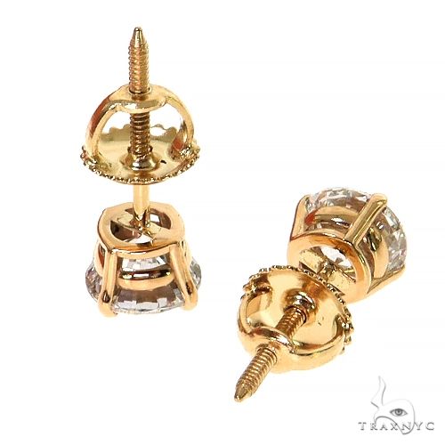 14K Gold 1.5 Ctw Round-Cut Lab-Grown Diamond Studs, photo 3 of 4