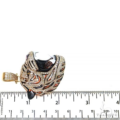 14K Gold Diamond Tiger Head Pendant, photo 5 of 6