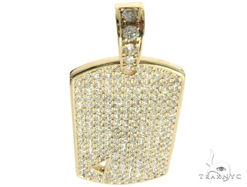 10K Gold Diamond Triangle Dog Tag Pendant, photo 6 of 12