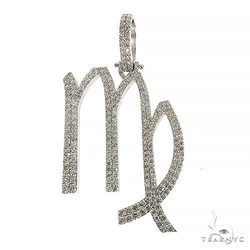 Diamond Virgo zodiac pendant in 14k gold – diamond-set symbol, front-facing view