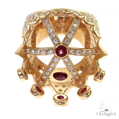 14K Gold Diamond With Ruby Recreated Tupac Crown Ring, photo 4 of 7