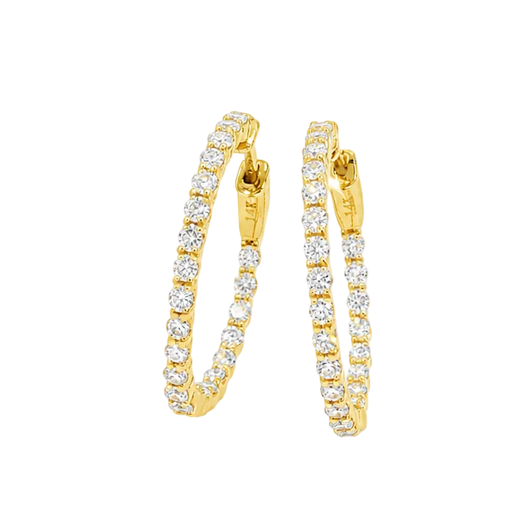 Diamond Hoop Earrings 1 Ct in 14K gold, view 2