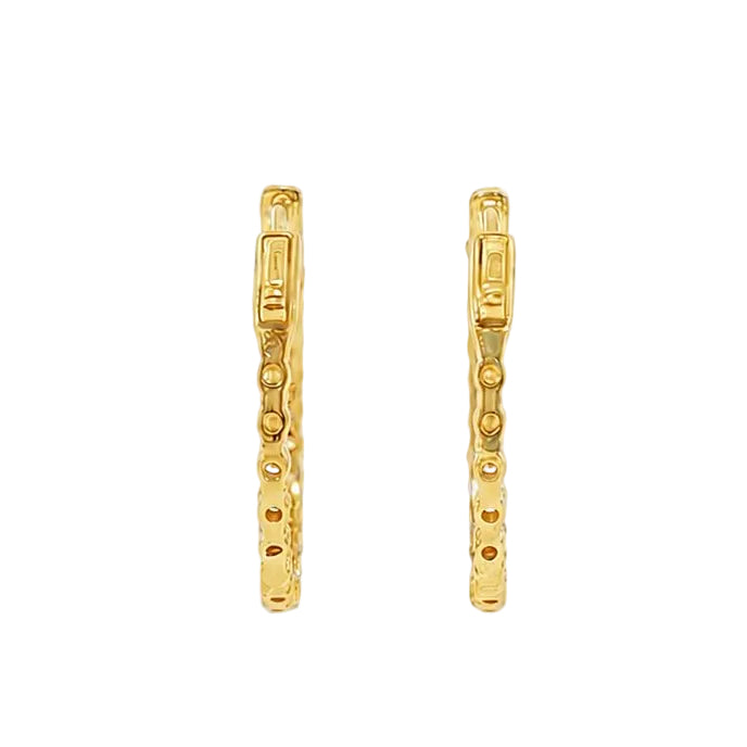 Diamond Hoop Earrings 1 Ct in 14K gold, view 5