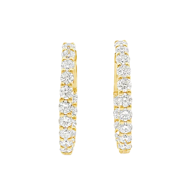Diamond Hoop Earrings 2 Ct in 14K gold