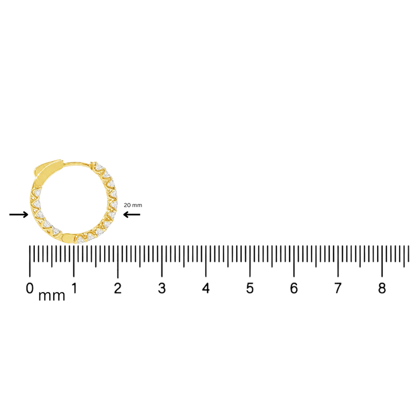 Diamond Hoop Earrings 2 Ct in 14K gold, view 6