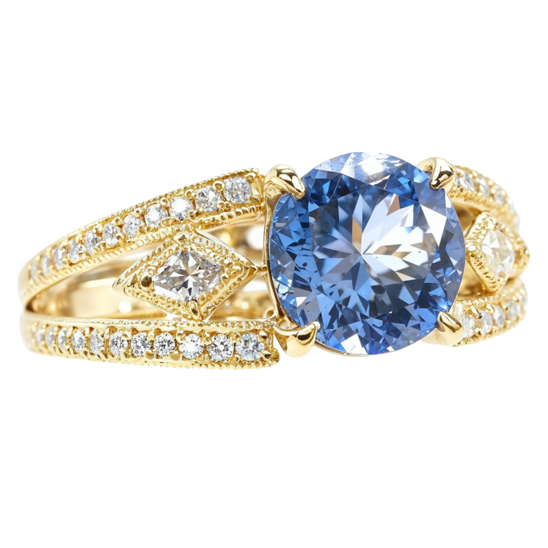 Diamond Tanzanite Ring in 14K gold, view 2