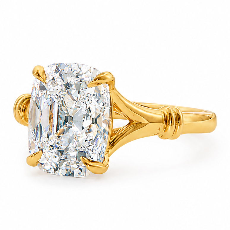 Diana Old Mine Cushion Engagement Ring in 14K gold, view 5