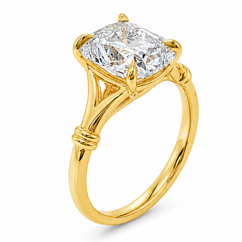 Diana Old Mine Cushion Engagement Ring in 14K gold, view 7