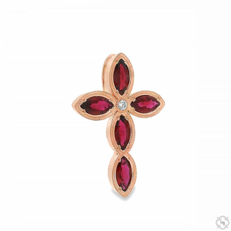 14K Gold Divine Scarlet Marquise Cross, photo 2 of 7