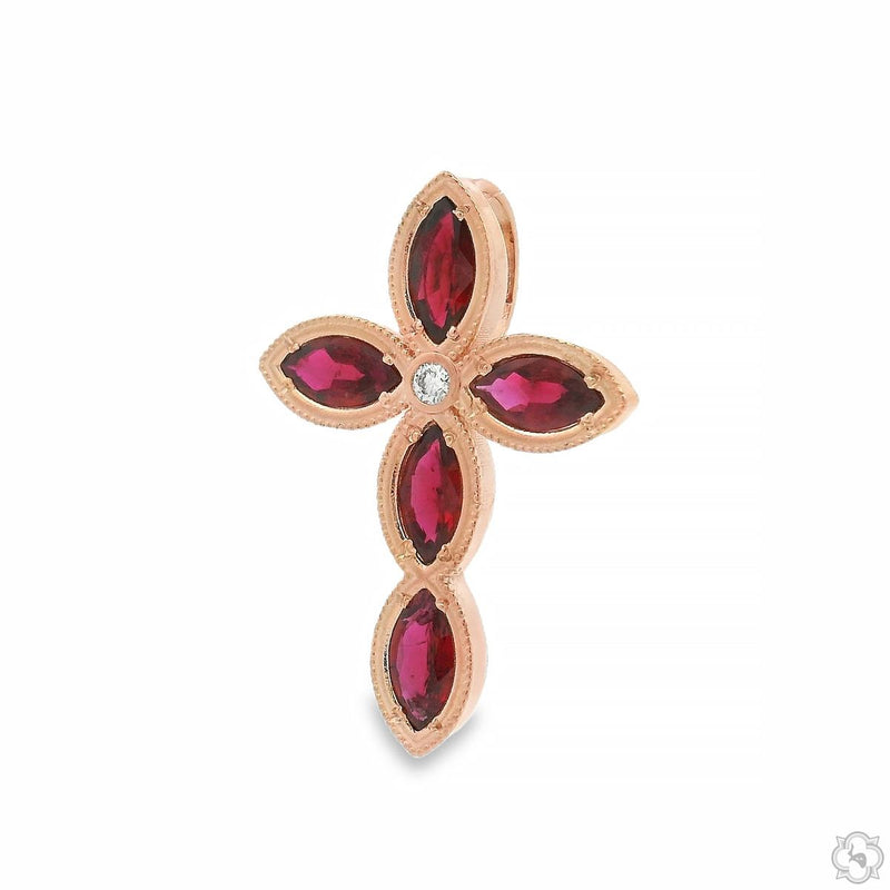 14K Gold Divine Scarlet Marquise Cross, photo 4 of 7