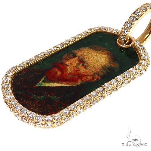 14K Gold Dog Tag Diamond Frame Photo Pendant, photo 3 of 6