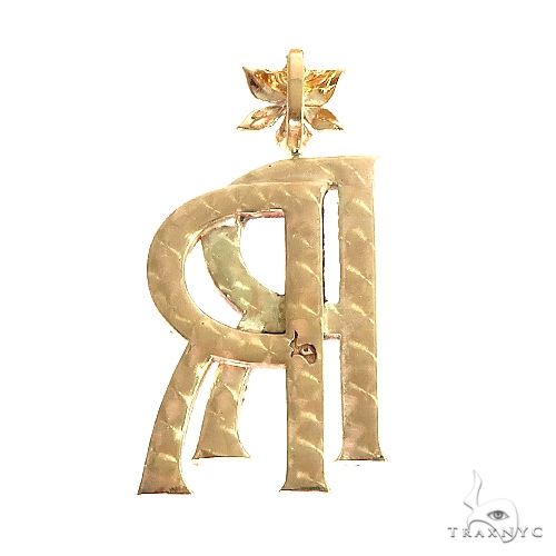 14K Gold Double Initial Pendant With Flower Bale, photo 3 of 6