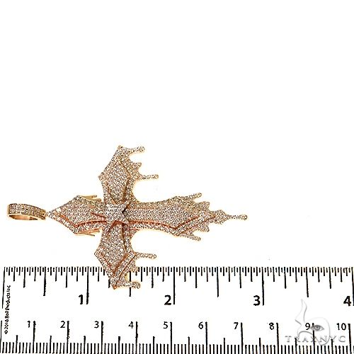 Rose gold drip cross pendant with diamond accents, custom men's jewelry, 2-inch length