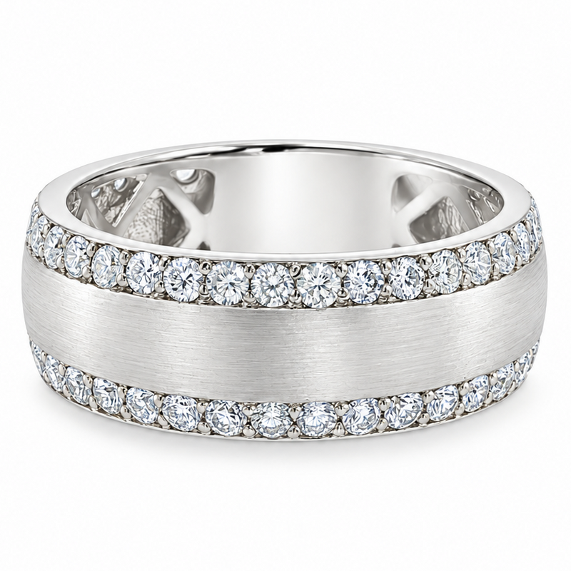 Dual Row Mens 14K Gold Wedding Ring, view 2