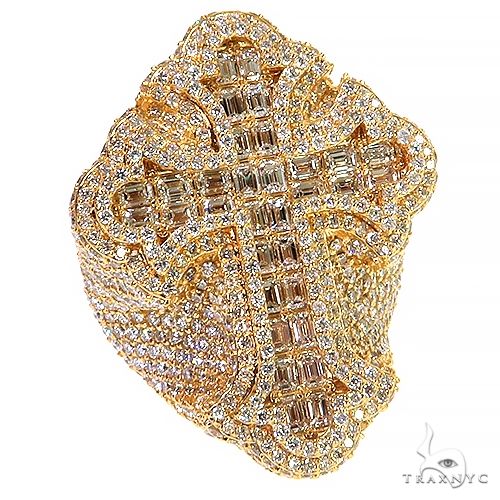 14K Gold Emerald Cut Diamond Cross Ring, photo 2 of 7