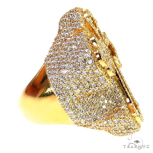 14K Gold Emerald Cut Diamond Cross Ring, photo 3 of 7
