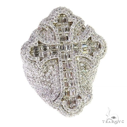 14K Gold Emerald Cut Lab-Grown Diamond Cross Ring, photo 2 of 5