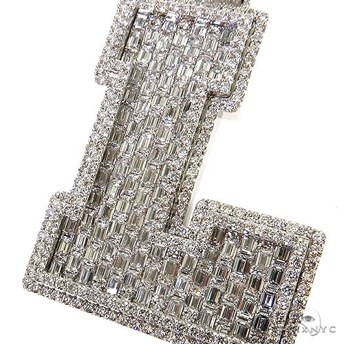 14K Gold Emerald Cut Lab-Grown Diamond Initial Pendant, photo 3 of 7