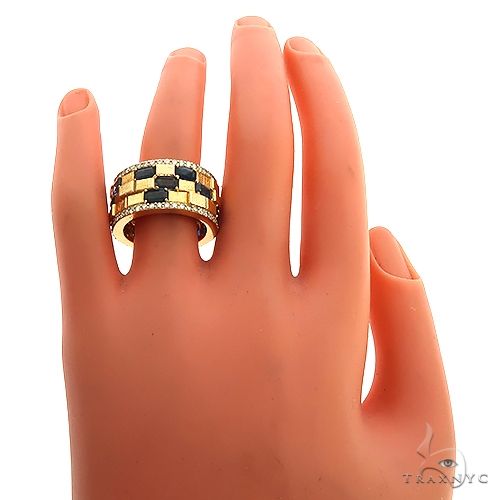 14K Gold Emerald Cut Sapphire Diamond Brick Ring, photo 5 of 5