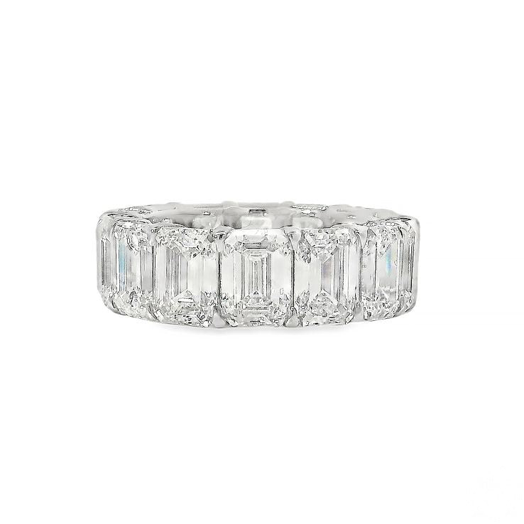 Platinum 15.51 Ctw Emerald Lab-Grown Diamond Eternity Band