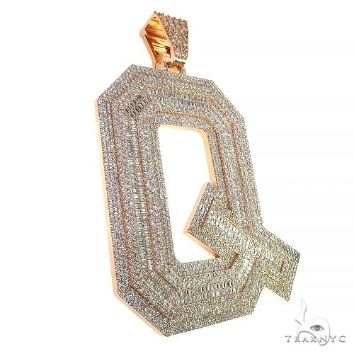 14K Gold Emerald Diamond Initial Pendant -XXL- Lab, photo 2 of 7