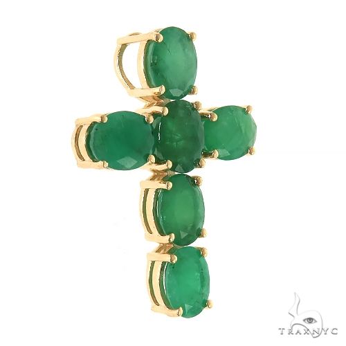 10K Gold Emerald Enchantment Sacred Cross Pendant, photo 2 of 6
