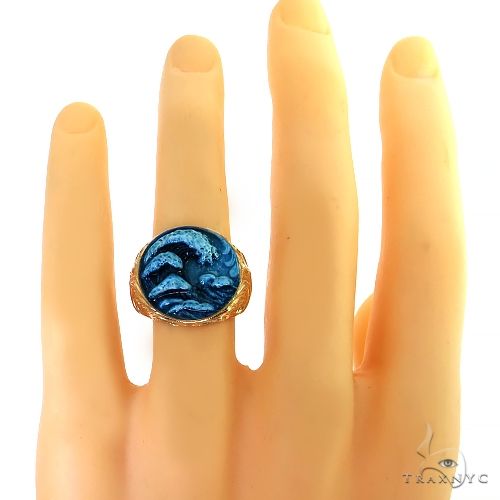 14K Gold Enamel Wave Ring, photo 6 of 6