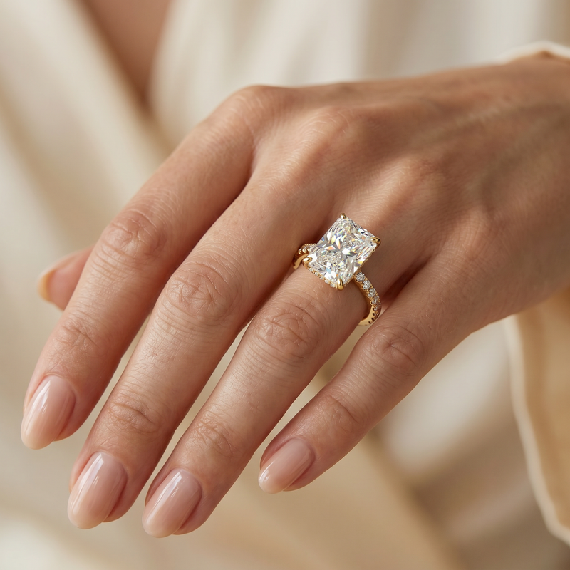14K Gold Everlight Radiant Lab-Grown Diamond Engagement Ring 4ct, photo 9 of 10
